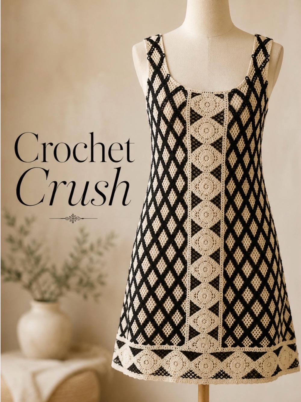 Z Supply Crochet Mini Dress Black Ivory Boho Resort Beach X Small
